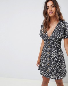 Приталенное платье мини с леопардовым принтом ASOS DESIGN - Мульти