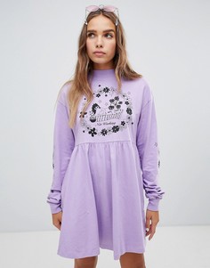 Платье с длинными рукавами Lazy Oaf - Фиолетовый