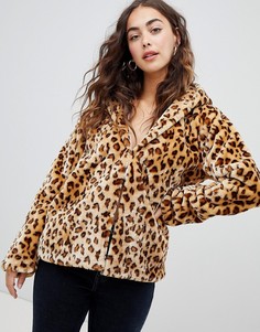 Куртка с капюшоном и леопардовым принтом Glamorous - Коричневый