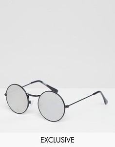 Круглые солнцезащитные очки с зеркальными стеклами Reclaimed Vintage inspired - Черный