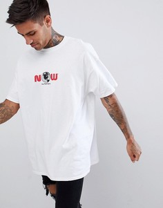 Белая oversize-футболка с принтом Now boohooMAN - Белый
