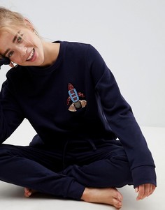 Свитшот с отделкой ASOS DESIGN - Темно-синий