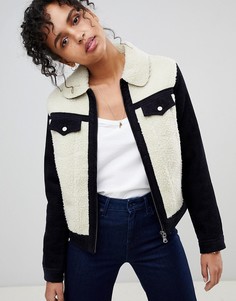Куртка с контрастной отделкой вельветом и овчиной Pepe Jeans - Темно-синий