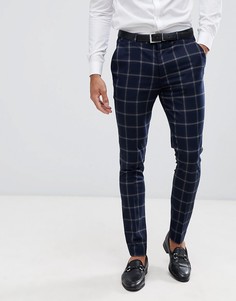 Облегающие брюки в клетку ASOS DESIGN - Темно-синий