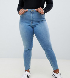 Синие выбеленные джинсы скинни с завышенной талией ASOS DESIGN Curve Ridley - Синий