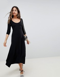 Платье миди с овальным вырезом и асимметричным подолом ASOS DESIGN - Черный