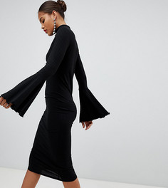Облегающее платье миди с расклешенными рукавами ASOS DESIGN Tall - Черный