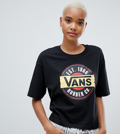 Черная укороченная футболка с логотипом Vans - Черный