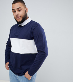 Свободное поло регби с длинными рукавами и контрастной вставкой ASOS DESIGN Plus - Мульти