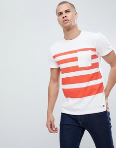 Плотная футболка в полоску с карманом Esprit - Белый