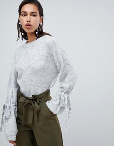 Трикотажный джемпер с завязкой на манжетах Vero Moda - Серый
