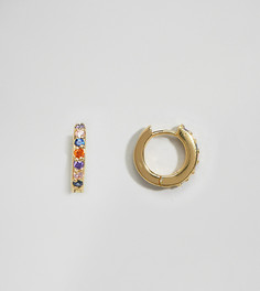 Серьги-кольца из позолоченного серебра с камнями ASOS DESIGN - Золотой