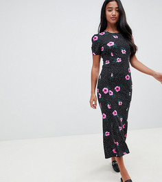 Чайное платье макси в горошек с цветочным принтом ASOS DESIGN Petite - Мульти