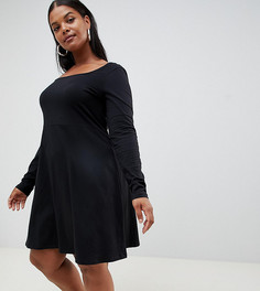 Короткое приталенное платье мини с длинными рукавами ASOS DESIGN Curve - Черный