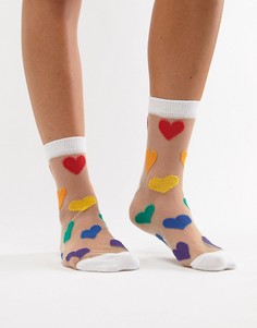 Полупрозрачные носки с сердечками ASOS DESIGN - Мульти