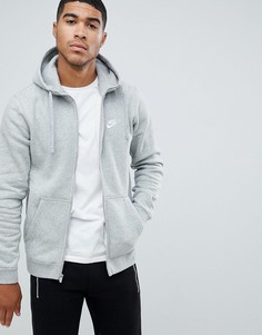 Худи серого цвета на молнии Nike 804389-063 - Серый