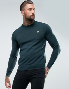 Зеленый джемпер из мериносовой шерсти с круглым вырезом Fred Perry - Зеленый