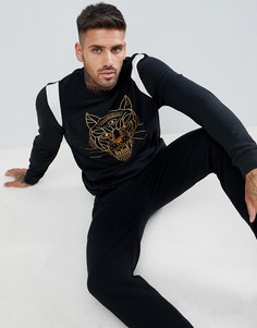 Черный свитшот с вышитым тигром Pull&Bear - Черный