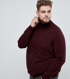 Бордовый джемпер с отворачивающимся воротником Burton Menswear Big & Tall - Красный