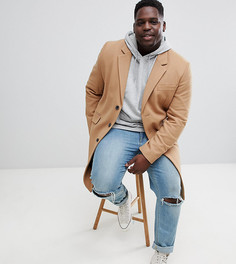 Пальто с добавлением шерсти верблюжьего цвета ASOS DESIGN Plus - Рыжий
