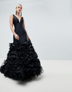 Платье макси с 3D отделкой Jovani - Черный