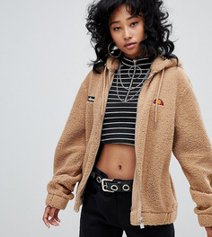 Oversize-худи с молнией и вышитым логотипом на груди Ellesse - Коричневый