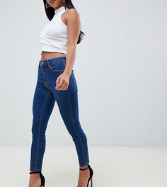 Синие выбеленные джинсы скинни с завышенной талией ASOS DESIGN Petite Ridley - Синий