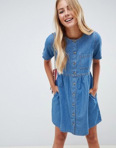 Синее свободное джинсовое платье ASOS DESIGN - Синий