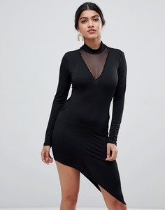 Облегающее платье с асимметричным подолом Glamorous - Черный