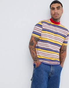 Свободная футболка ретро в полоску с высокой горловиной ASOS DESIGN - Мульти