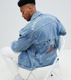 Джинсовая oversize-куртка с бахромой и принтом ASOS DESIGN Tall - Синий