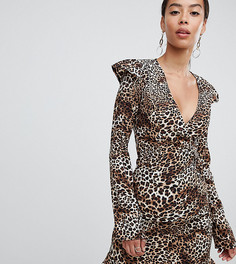Топ с запахом и леопардовым принтом Fashion Union tall - Мульти