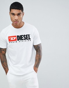 Белая футболка с логотипом Diesel T-Just-Division Industry - Белый