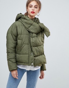 Дутая куртка с капюшоном и шарфом Vero Moda - Зеленый