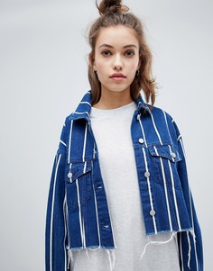 Джинсовая куртка в полоску Pull&bear - Синий