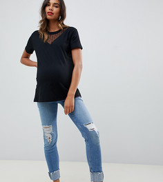 Футболка с шевронной вставкой ASOS DESIGN Maternity - Черный