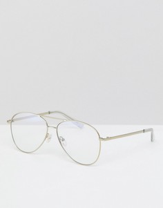 Золотистые очки-авиаторы с прозрачными стеклами Quay Australia - Золотой