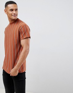 Коричневая футболка в полоску New Look - Коричневый