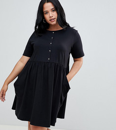Свободное платье мини на пуговицах с карманами ASOS DESIGN Curve - Черный