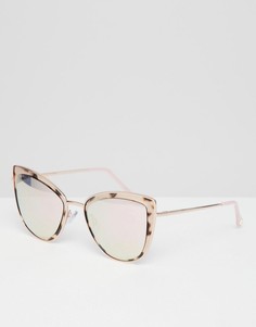 Солнцезащитные очки кошачий глаз в черепаховой оправе River Island - Черный