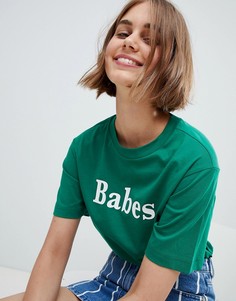 Футболка с круглым вырезом Monki - Зеленый