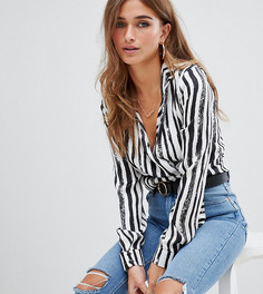 Блузка в полоску с завязкой сбоку Missguided Petite - Мульти