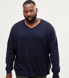 Темно-синий джемпер с V-образным вырезом Burton Menswear Big & Tall - Темно-синий