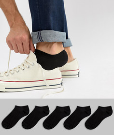 5 пар черных спортивных носков ASOS DESIGN - Черный