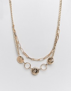 Missguided double layer chain and coin necklace in gold - Золотой