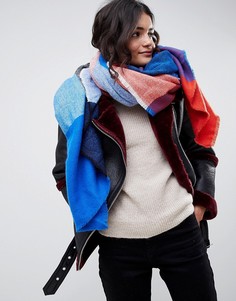Большой квадратный шарф в клетку (синий/красный) ASOS DESIGN - Синий
