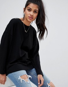 Черный топ с длинными рукавами летучая мышь ASOS DESIGN - Черный
