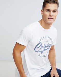Футболка с логотипом и принтом Jack & Jones - Белый