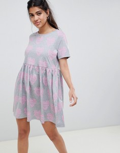 Свободное платье с надписью heart ASOS DESIGN - Мульти