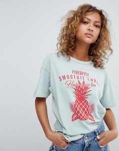 Голубая футболка с ананасом Pull&Bear - Синий